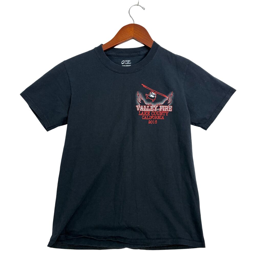 Valley Fire Lake County California 2015 Firefighter Graphic T Shirt Youth Black